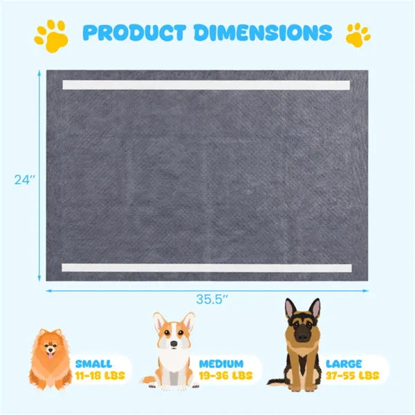 150 Pack Activated Carbon Dog Pee Pads 35.5"x24", Extra Large 6-Layer Odor Control Pet Training Pads